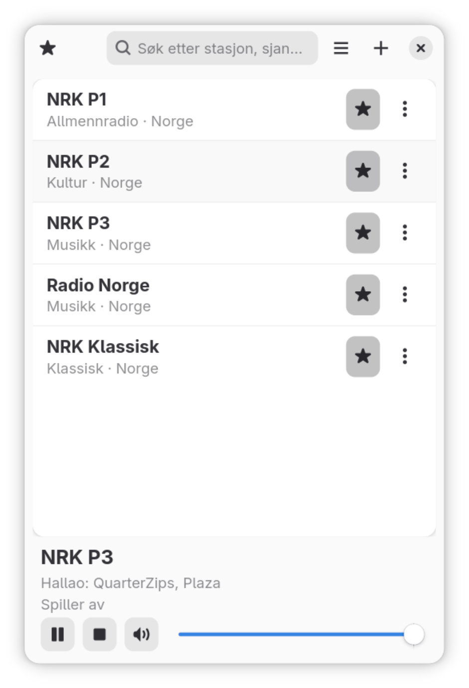 GNOME Radio OOP is a free internet radio application for GNOME with support for metainfo and MPRIS keys.